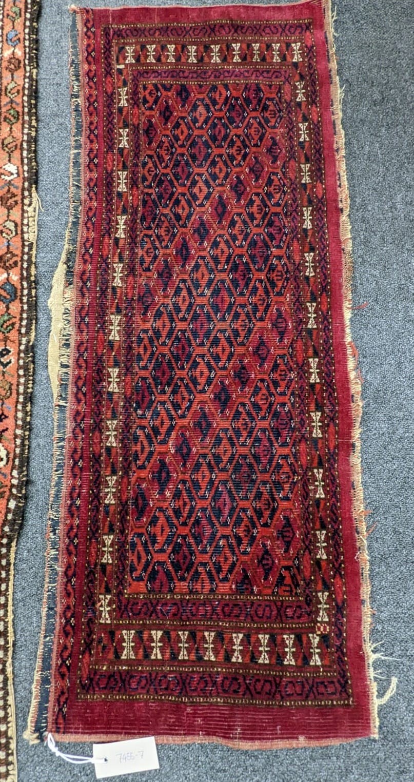 A Turkaman bag face mat, 99 x 38cm